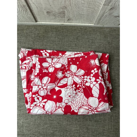 R&K Original Petite Red & White Floral Print Cropped Pants 14P Tropical Summer - Picture 3 of 6